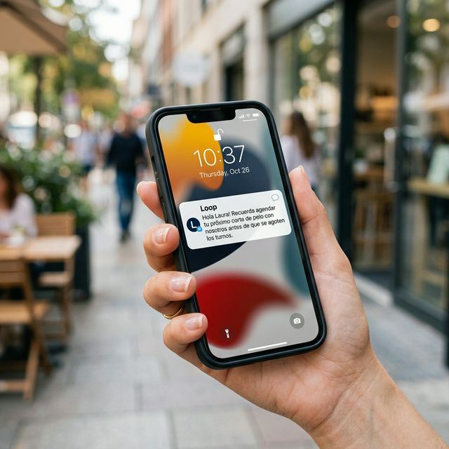 Hand holding phone with notification